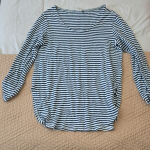 Anthropologie Navy and White Striped Long Sleeve Tee